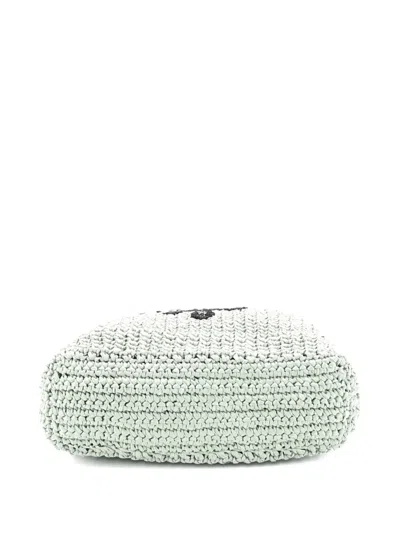 Pre-owned Prada Logo Raffia Small Tote Bag In Black