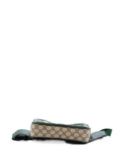 Pre-owned Gucci Front Zip Gg Coated Canvas And Quilted Mini Gg Canvas Medium Belt Bag In Brown