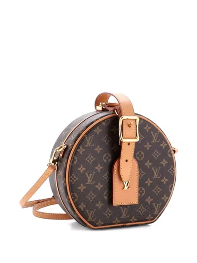 Pre-owned Louis Vuitton Petite Boite Chapeau Bag Monogram Canvas Crossbody Bag In Brown