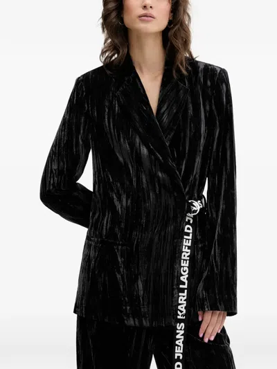 Karl Lagerfeld Jeans Belted Blazer In Black