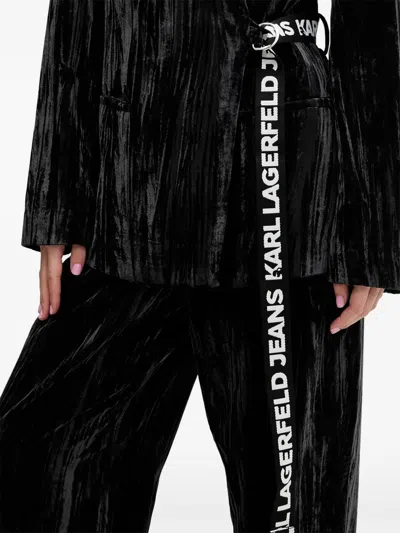 Karl Lagerfeld Jeans Belted Blazer In Black