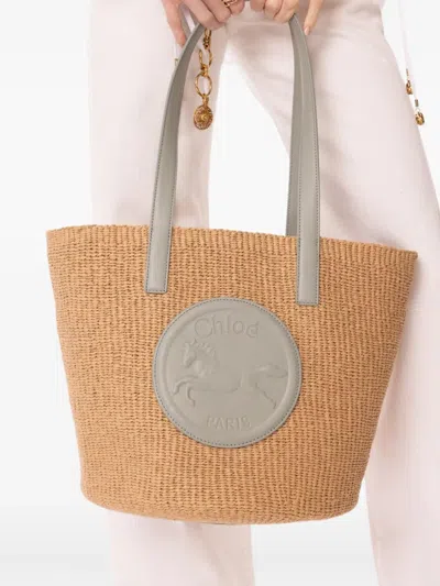 Chloé X Mifuko Horse Medal Tote Bag In Neutral