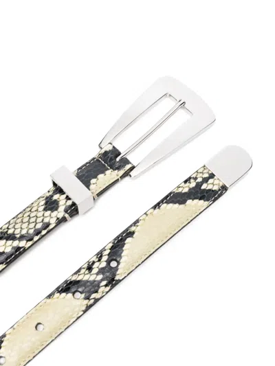 Khaite Lucca Embossed Python Belt In Neutral