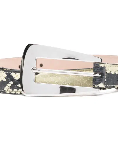 Khaite Lucca Embossed Python Belt In Neutral