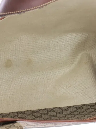 Pre-owned Gucci Web Loop Gg Coated Canvas Medium Tote Bag In Brown