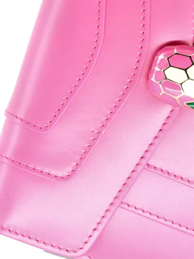 Pre-owned Bvlgari Serpenti Forever Square Shoulder Bag Leather Small Crossbody Bag In Pink