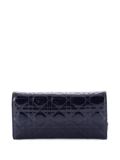 Pre-owned Dior Miss  Croisiere Wallet On Chain Cannage Quilt Patent Clutch Bag In Blue