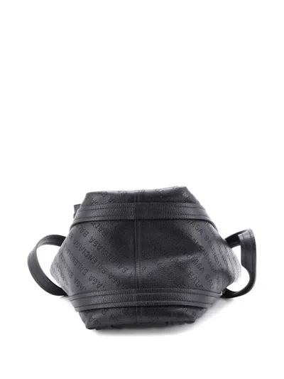 Pre-owned Balenciaga Everyday 2.0 North South Logo Perforated Leather Xs Tote Bag In Black