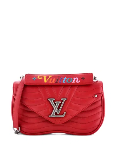 Pre-owned Louis Vuitton New Wave Chain Bag Quilted Leather Mm Crossbody Bag In Red