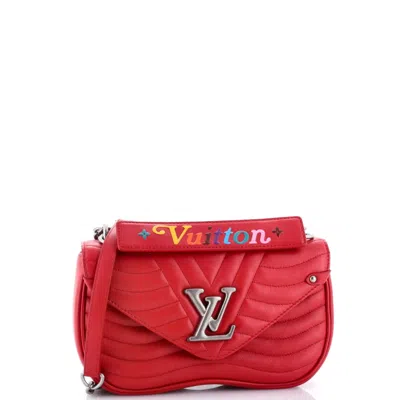Pre-owned Louis Vuitton New Wave Chain Bag Quilted Leather Mm Crossbody Bag In Red