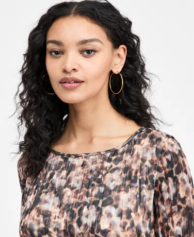 Guess Women's Long-sleeve Ilenia Pleated Dress In Multi