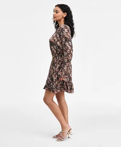 Guess Women's Long-sleeve Ilenia Pleated Dress In Multi