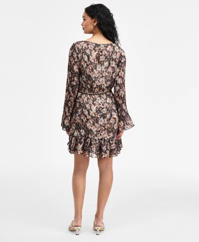 Guess Women's Long-sleeve Ilenia Pleated Dress In Multi