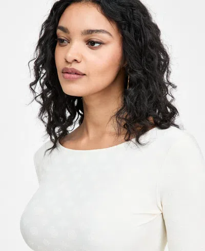 Guess Women's Long-sleeve Scoop-back Nadene Top In White