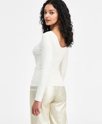Guess Women's Long-sleeve Scoop-back Nadene Top In White