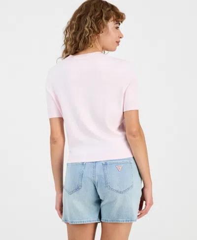 Guess Women's Short-sleeve Norah Logo Sweater In Pink