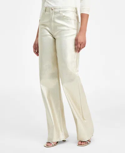 Guess Women's Foil High-rise Wide-leg Jeans In White