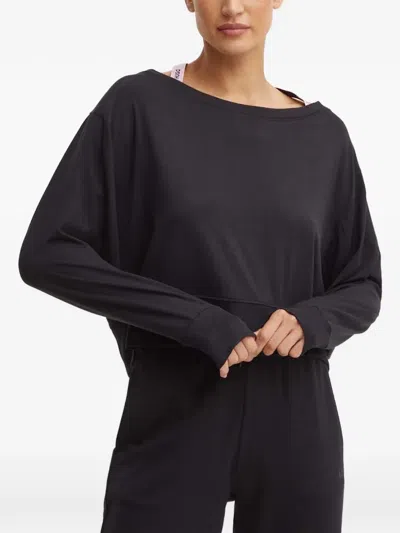 Hugo Boss Long-sleeve Boat-neck Sweatshirt In Black