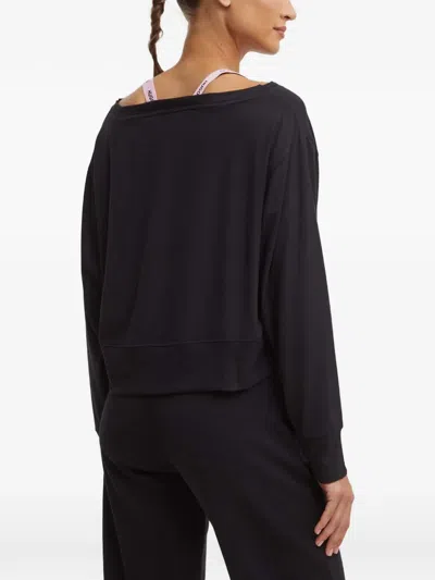 Hugo Boss Long-sleeve Boat-neck Sweatshirt In Black