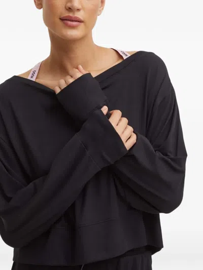 Hugo Boss Long-sleeve Boat-neck Sweatshirt In Black