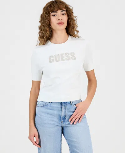 Guess Women's Short-sleeve Norah Logo Sweater In White