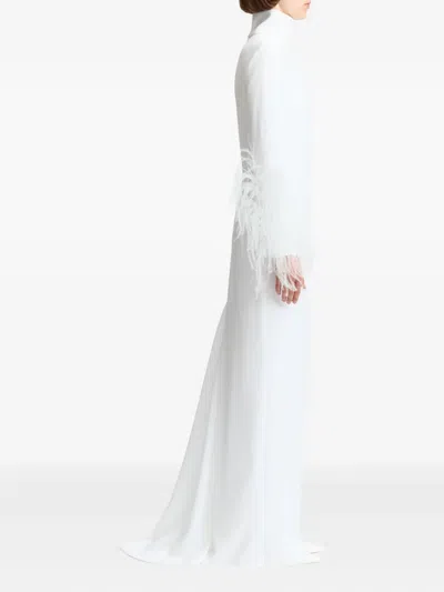 16arlington Arios Feather-trim Gown In White