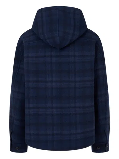Studio Tomboy Check-pattern Hooded Jacket In Blue