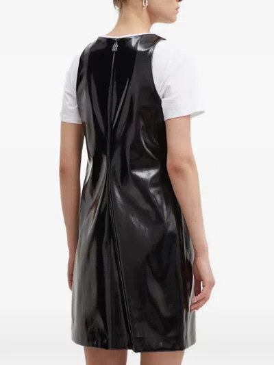 Hugo Boss V-neck Panelled Mini Dress In Black