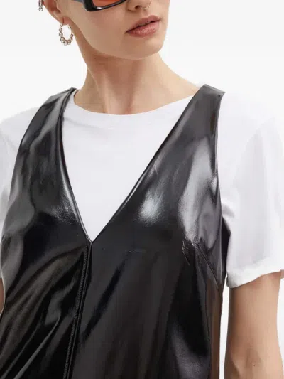 Hugo Boss V-neck Panelled Mini Dress In Black