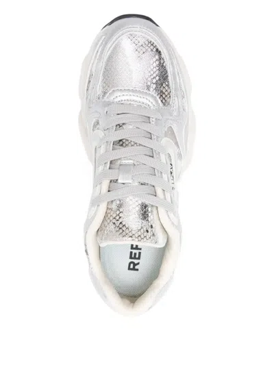 Replay Leather Panelled Trainers In Silver