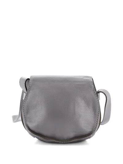Pre-owned Chloé Marcie Leather Mini Crossbody Bag In Gray