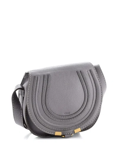 Pre-owned Chloé Marcie Leather Mini Crossbody Bag In Gray