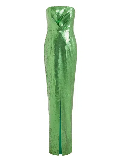 16arlington Aeta Sequin Split Gown In Green