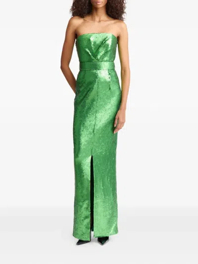16arlington Aeta Sequin Split Gown In Green