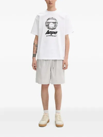 A Bathing Ape One Point Ctn Drawstring Shorts In Gray