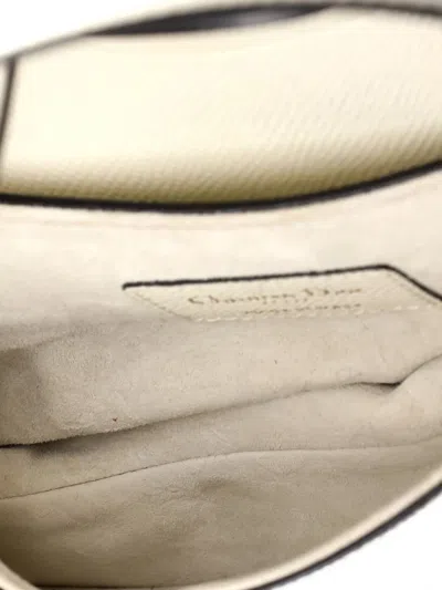 Pre-owned Dior Saddle Handbag Leather Mini Shoulder Bag In Neutral