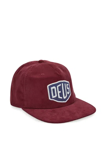 Deus Ex Machina Corduroy Logo-patch Cap In Burgundy