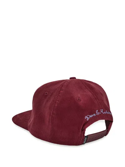 Deus Ex Machina Corduroy Logo-patch Cap In Burgundy