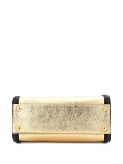 Pre-owned Fendi Resin Handle Peekaboo Bag Leather Mini Shoulder Bag In Gold