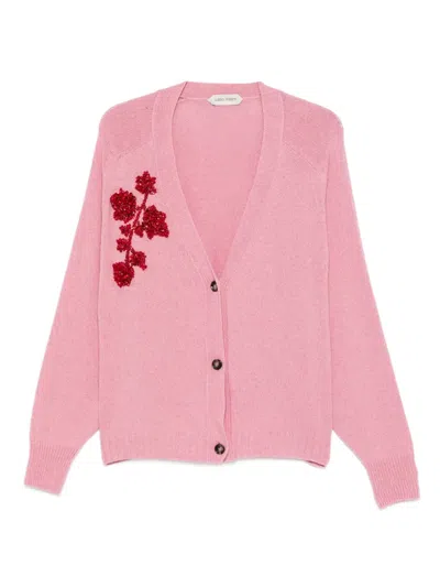 Alberta Ferretti Beaded Floral Cardigan In Pink