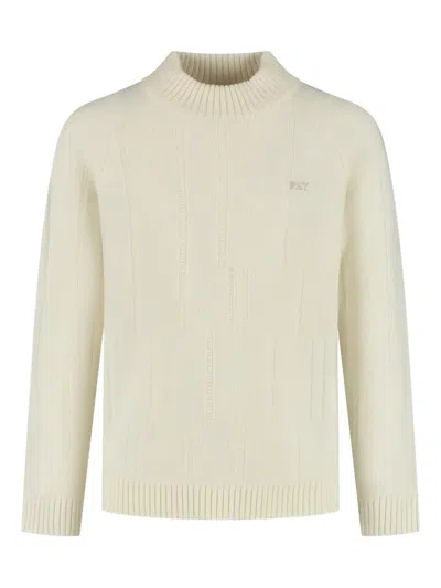Fay Logo-embroidery Sweater In Neutral