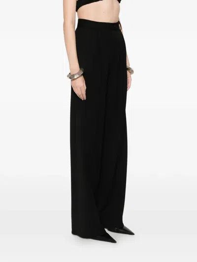 Medeea Loose Wool Trousers In Black