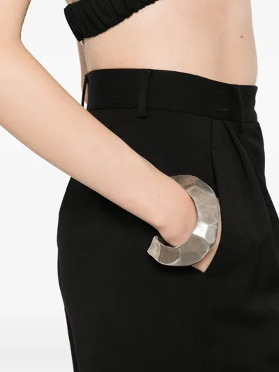 Medeea Loose Wool Trousers In Black