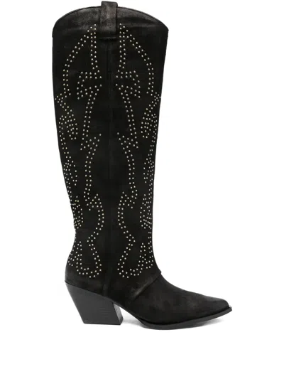 Marc Ellis 70mm Studded Pointed Boots In Black