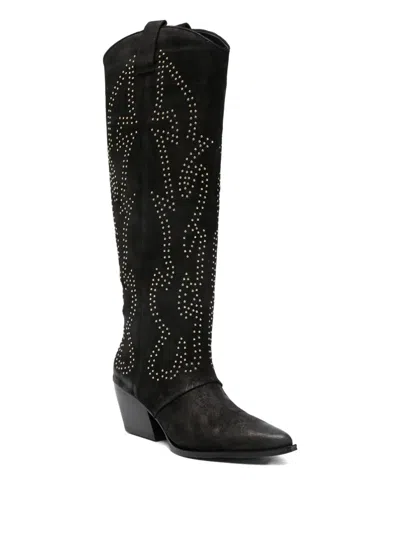 Marc Ellis 70mm Studded Pointed Boots In Black