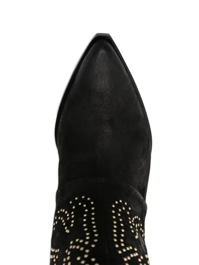 Marc Ellis 70mm Studded Pointed Boots In Black