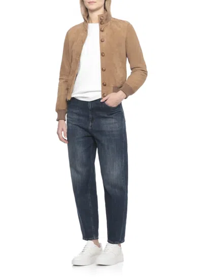 Bully Button-up Leather Jacket In Brown