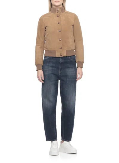 Bully Button-up Leather Jacket In Brown