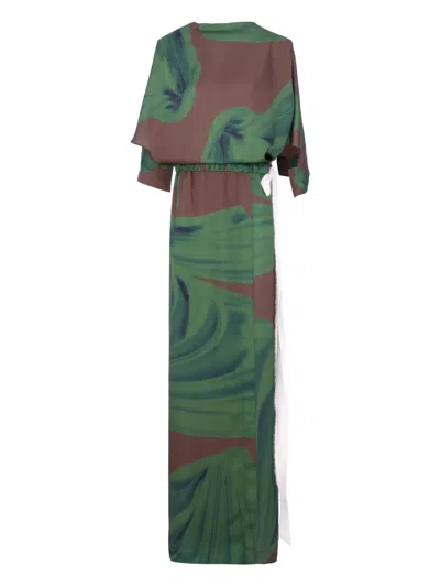 V:pm Atelier Magnolia Printed Maxi Dress In Green
