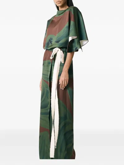 V:pm Atelier Magnolia Printed Maxi Dress In Green